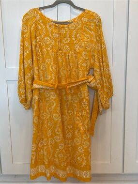 NWOT Studio Park X Amy Stran Printed Dress Belt Yellow Sz 1X 100% Cotton